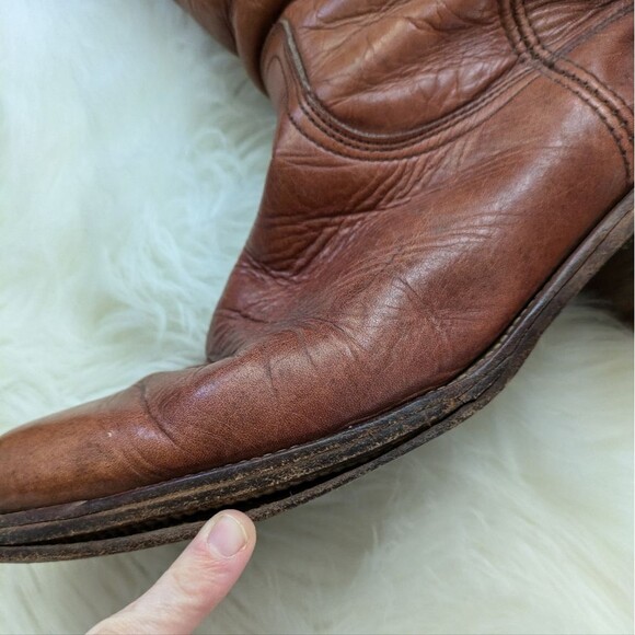 FRYE Men’s Campus Boots rustic square toe tall saddle brown leather (2950) 12 - Picture 8 of 12